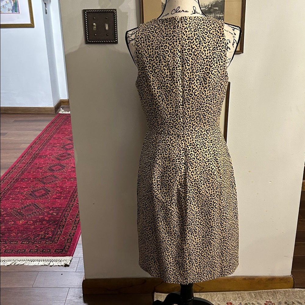 J. Crew Tan and Black Leopard Print Mini Dress size 6, NWOT - Picture 2 of 7